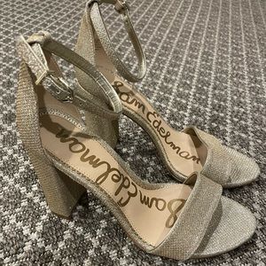 Sam Edelman metallic gold block heels